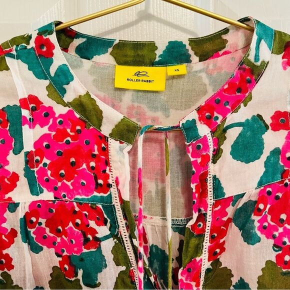 Roller Rabbit Pink and Green Floral Top - Picture 3 of 8